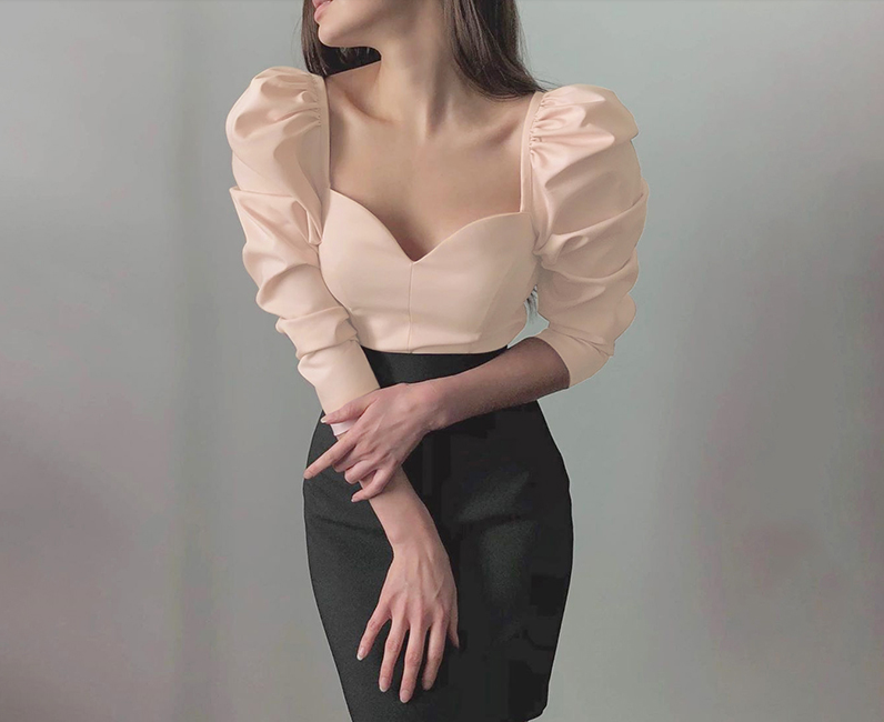 الصورة المصغرة: Autumn Solid Color Shirt Retro Wind Women Blouses Womens Tops