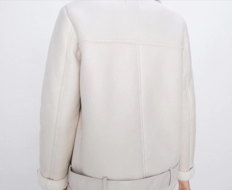 Миниатюра: women Winter Faux Lamb Leather Jacket Collar Pu Moto Zipper coat