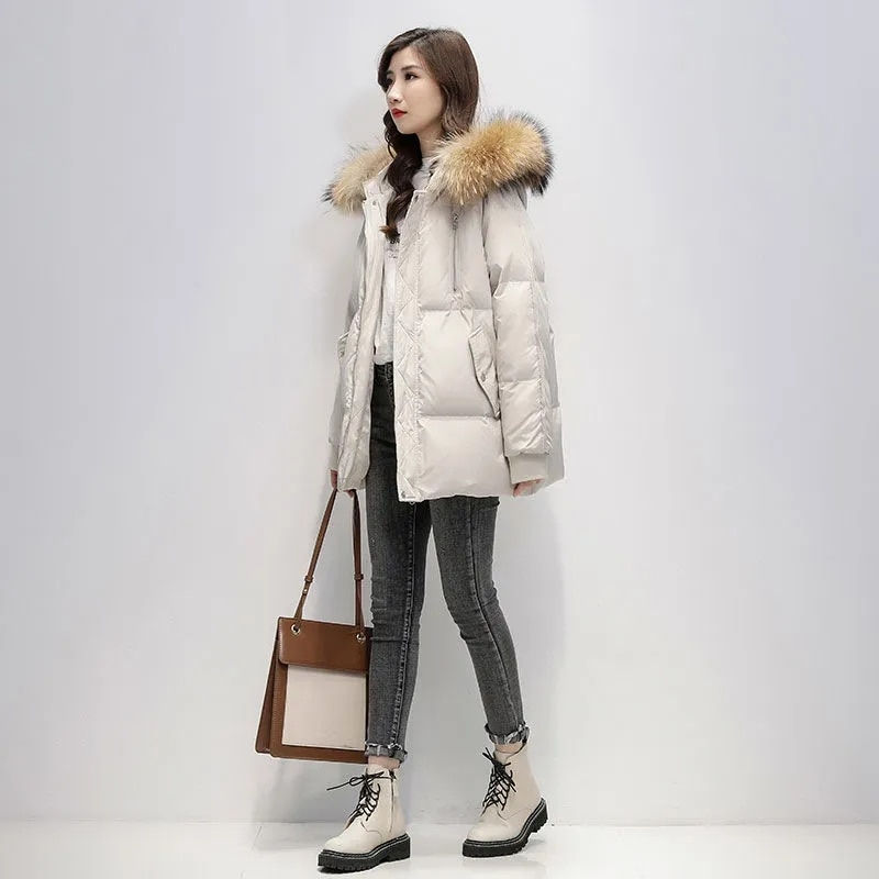 Миниатюра: Warm Thicken Loose Down Jacket Women Winte