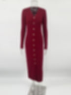 Miniatyrbild: Women V Neck Long Sleeve Patchwork Button Slit Sweater Dress