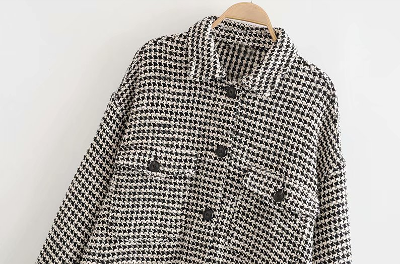 Oversized Tweed Plaid Jacket Coat Women 2020