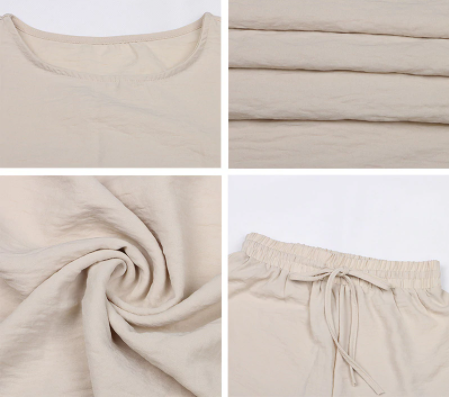 الصورة المصغرة: Women Set Loose Short Sleeve Top Shirt And Long Pants Bottom