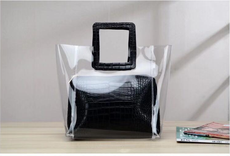 Miniatura: women Clear Transparent PVC Shoulder Bags Purse Solid Color Handbags sac