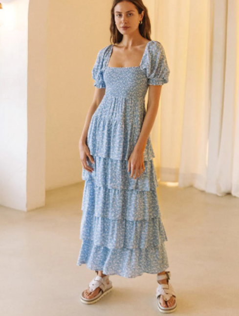תמונה ממוזערת: Vintage Print Short Sleeve Summer  Dress