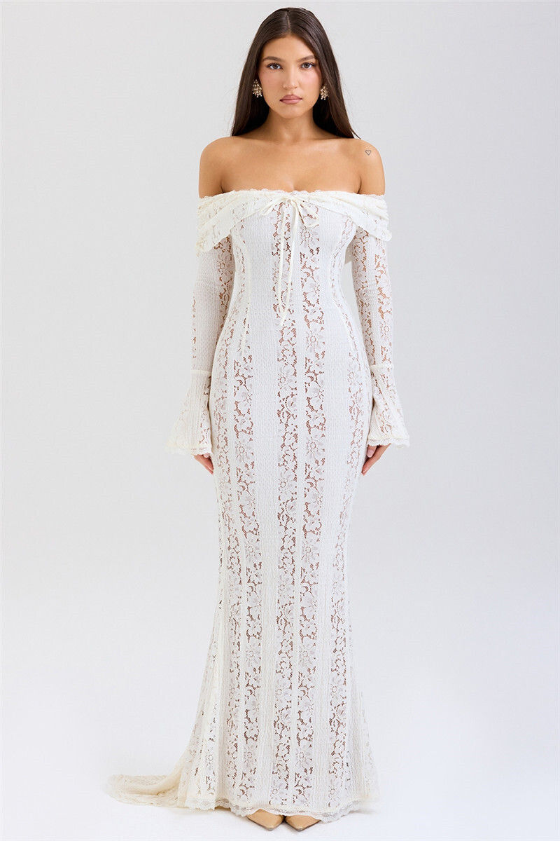 Thumbnail: Lace Off-shoulder Sexy Maxi Dress 