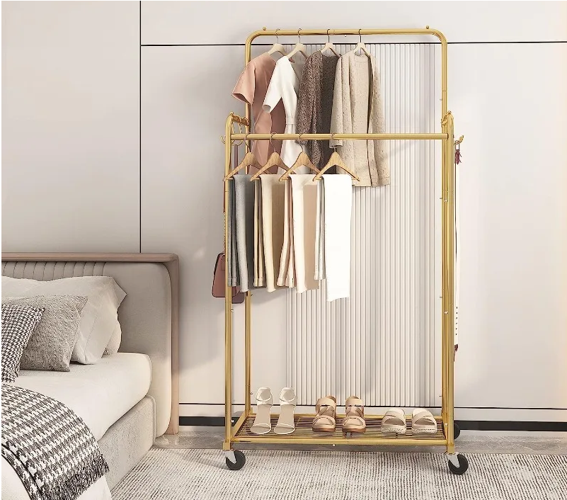 Double Rod Clothes Garment Rack, Heavy Duty