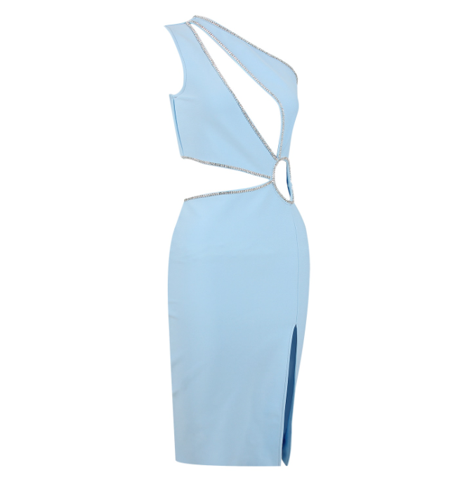 Миниатюра: Luxury Elegant One Shoulder Blue Dress