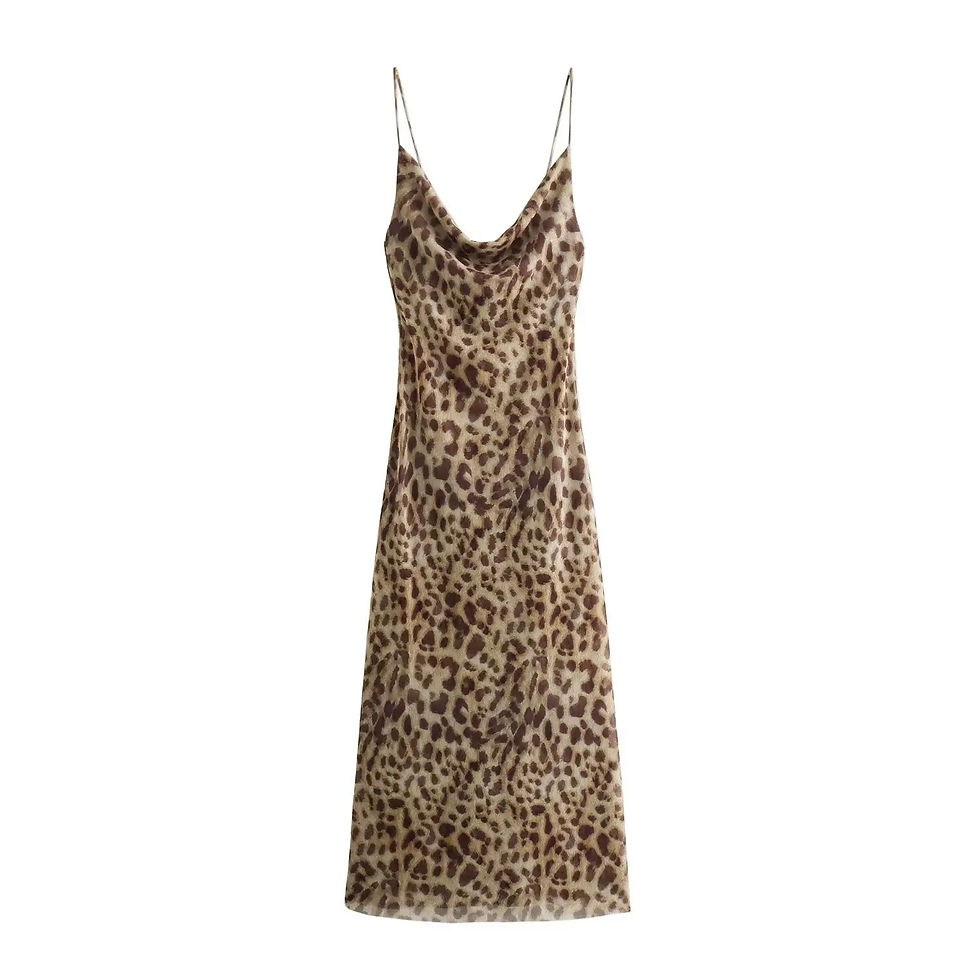 Women Leopard Print Sleeveless Backless Dress