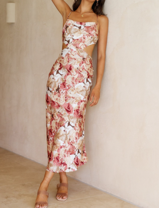 Миниатюра: FLORAL Spaghetti Strap Beach Midi Dress