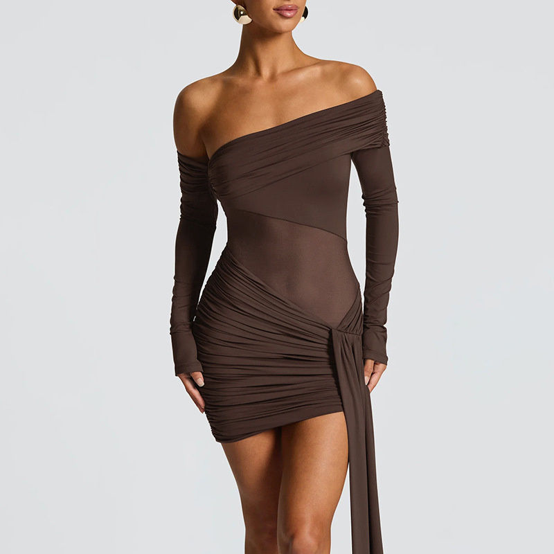 Thumbnail: Off-shoulder Long Sleeve Mini Dress FOR Women