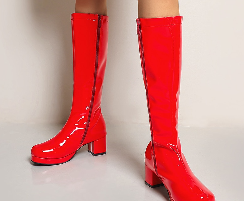 Миниатюра: Women High Keen Boots Patent Leather Waterproof Knee High Boots