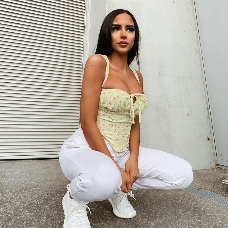 Miniatura: Floral Women Camis Summer Yellow Top