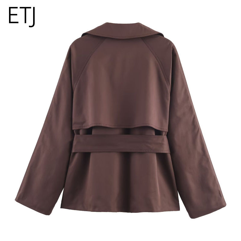 Miniatura: new collection women's double-breasted Maillard color belt casual trench coat