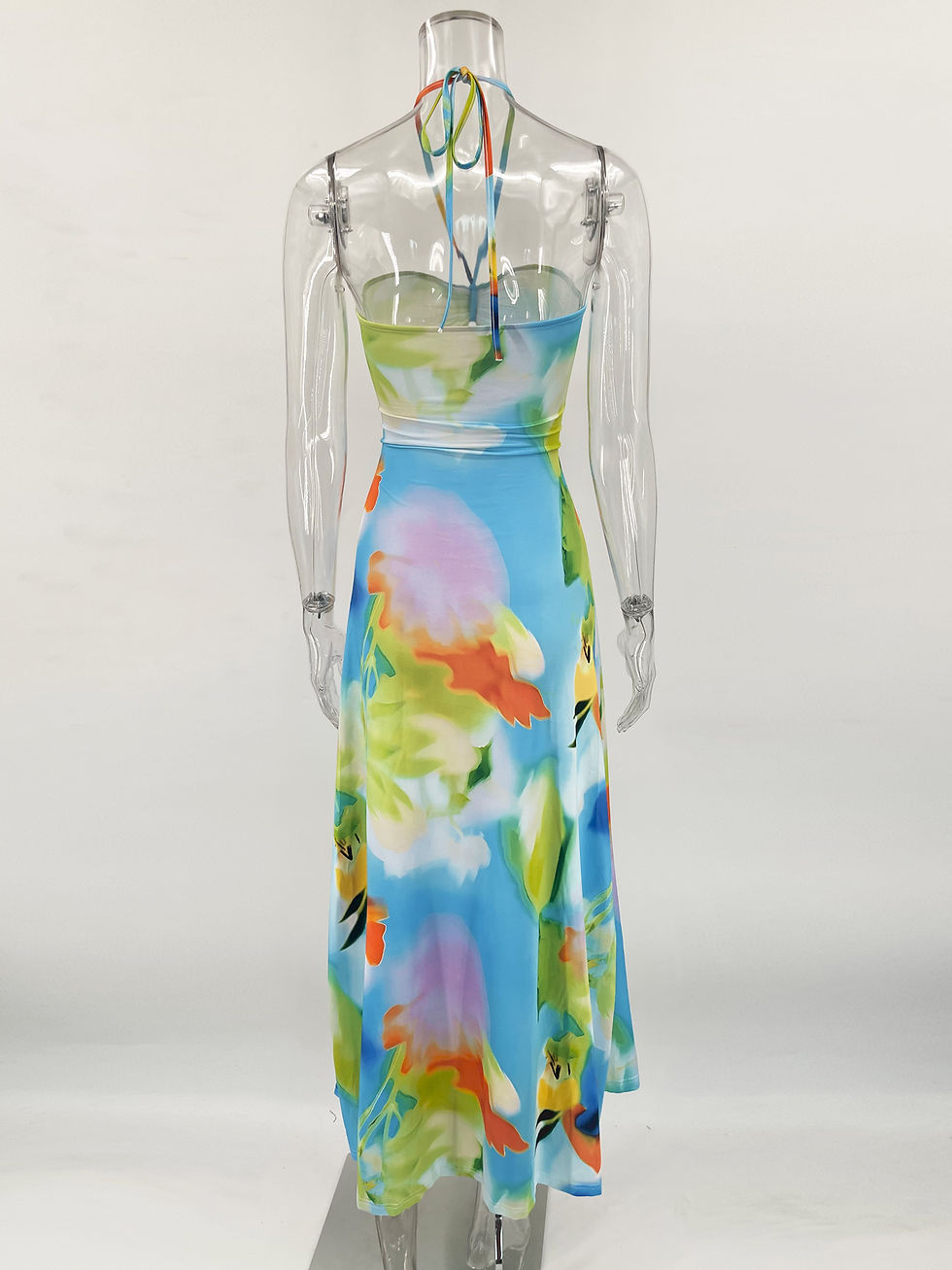 Миниатюра: Women's Printed Bandage Halter Backless Slim Dress 