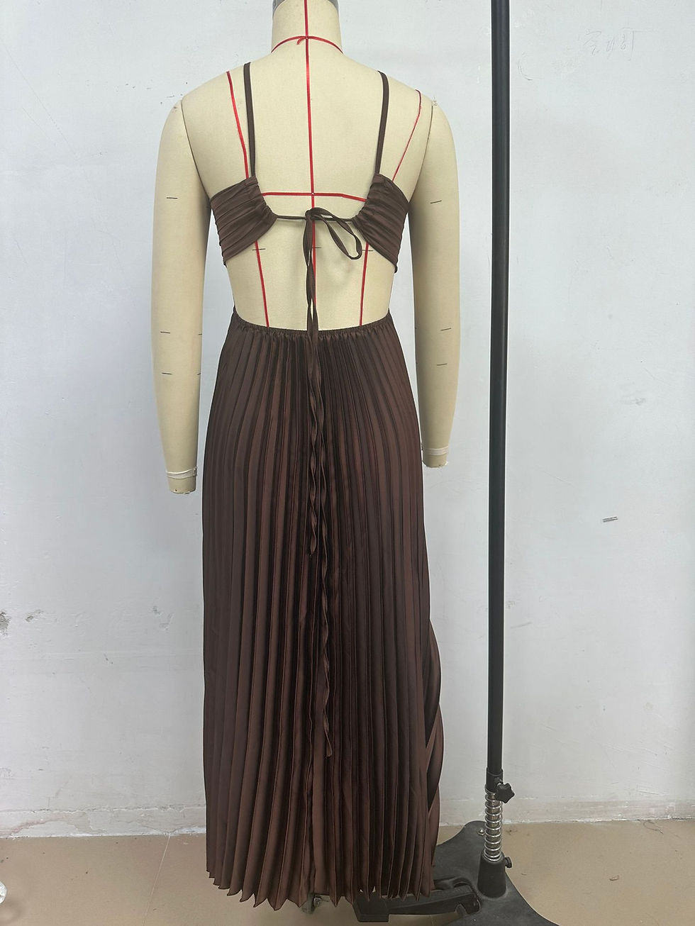 Thumbnail: Summer Halter Pleated Long Dress 