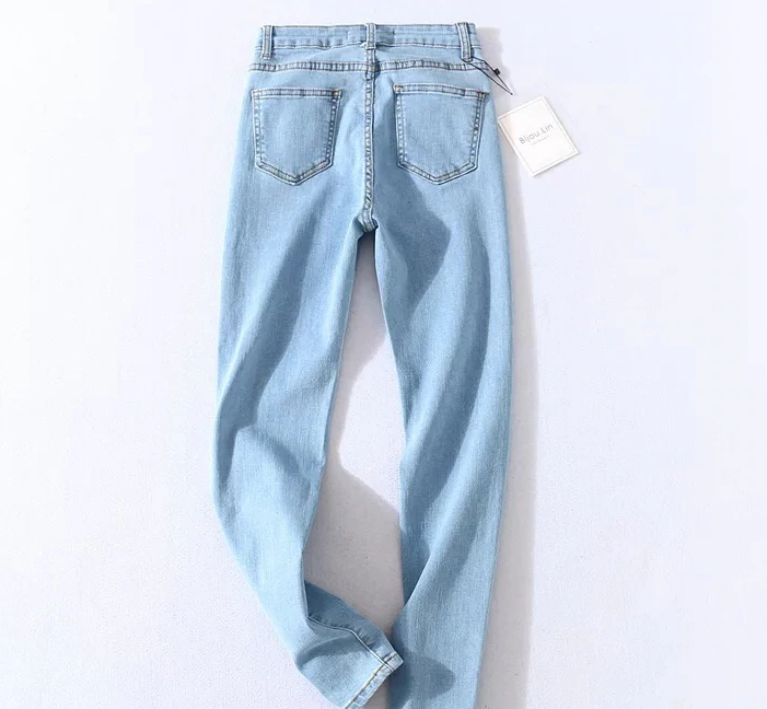 Миниатюра: Skinny Four Buttons High Waist Pencil Jeans Women Slim Fit Stretch Denim Pants