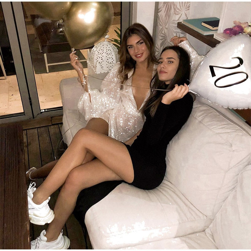 תמונה ממוזערת: Sequin Puff Sleeves Women's Evening Dresses