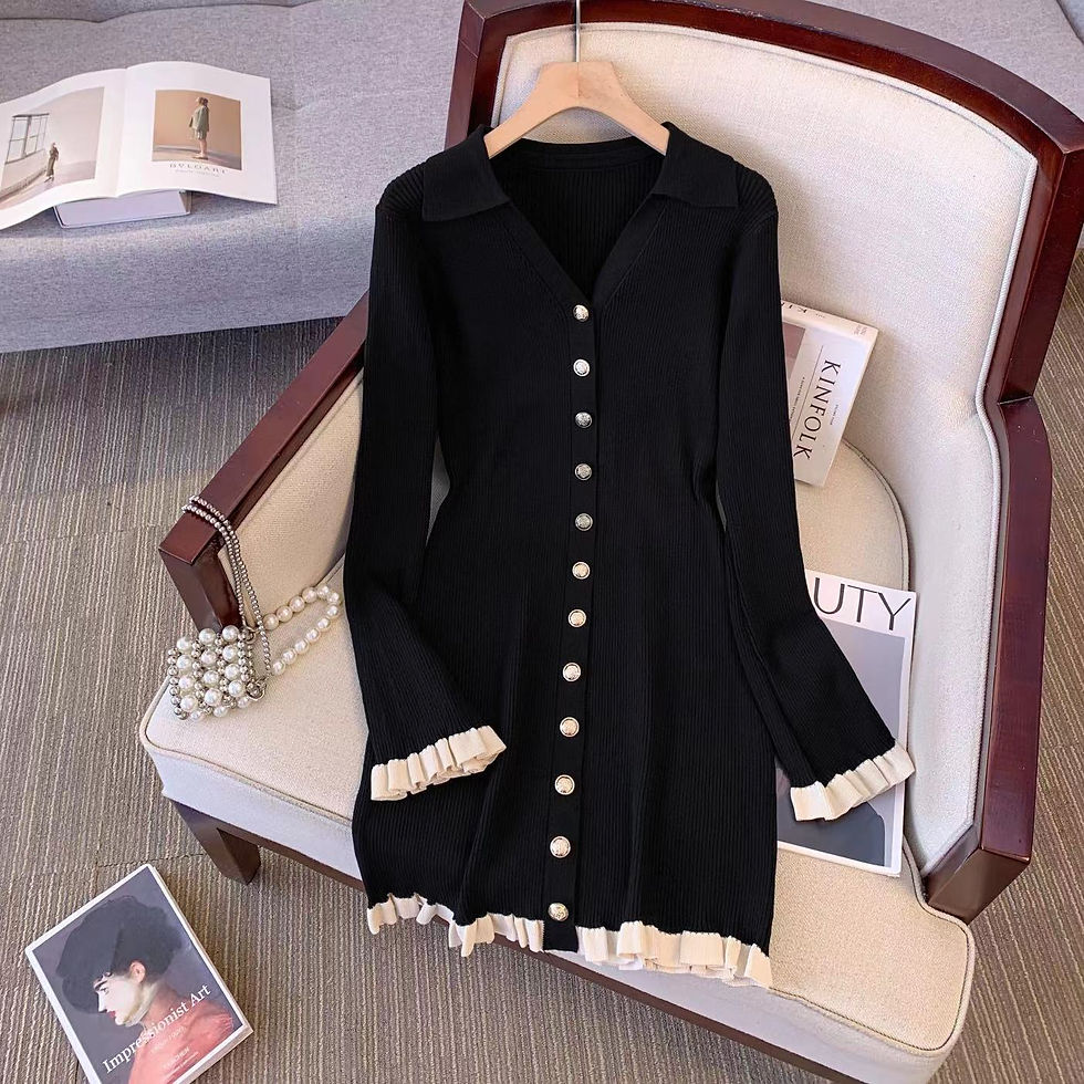 Thumbnail: French Long Sleeve Knit Dress 