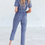 Миниатюра: Women Casual Rompers Belt Ladies Striped Jumpsuits Female V Neck Playsuits Pant