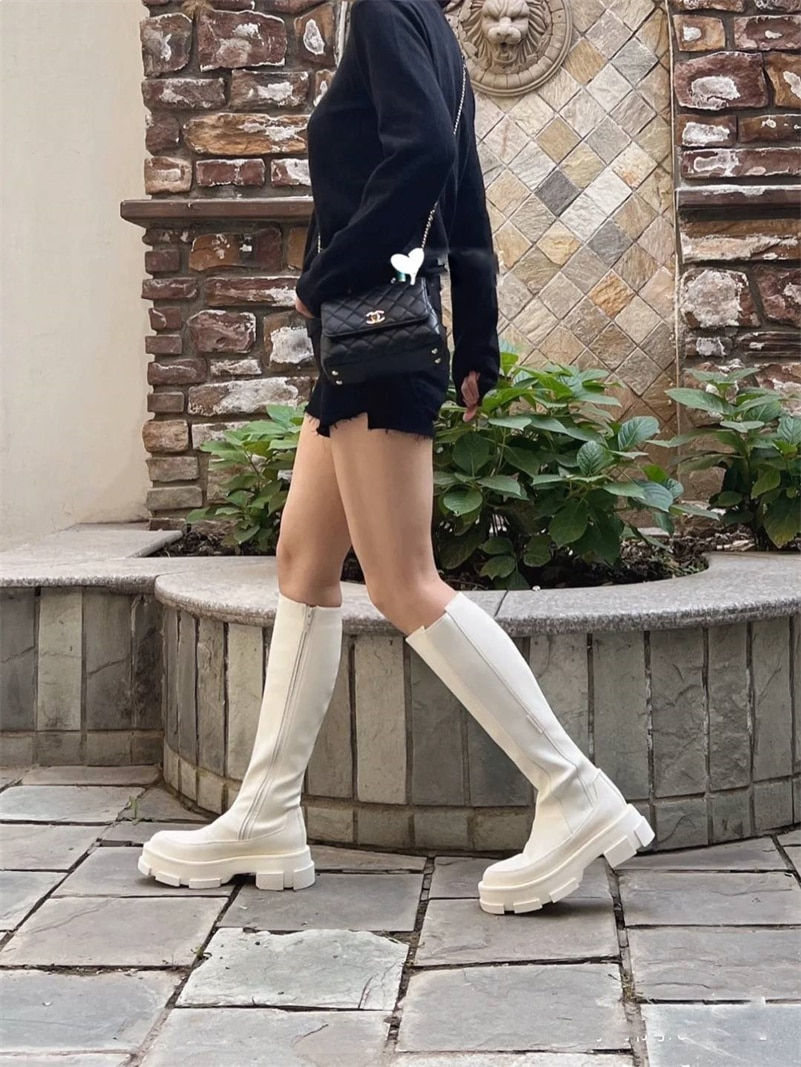 Women Knee high Boots Genuine Leather Ridin