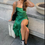 Thumbnail: Midi Green Satin Backless Dress