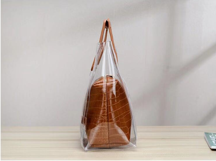 Miniatura: women Clear Transparent PVC Shoulder Bags Purse Solid Color Handbags sac