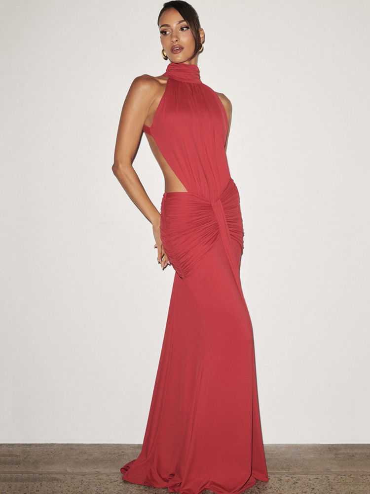 Миниатюра: Articat Elegant Sleeveless Halter Bodycon Evening Dress