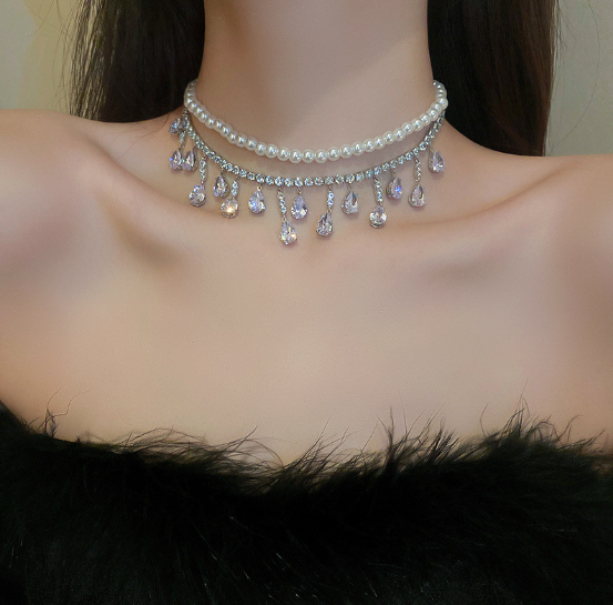 Thumbnail: Pearl Choker Necklaces for Women Tassel