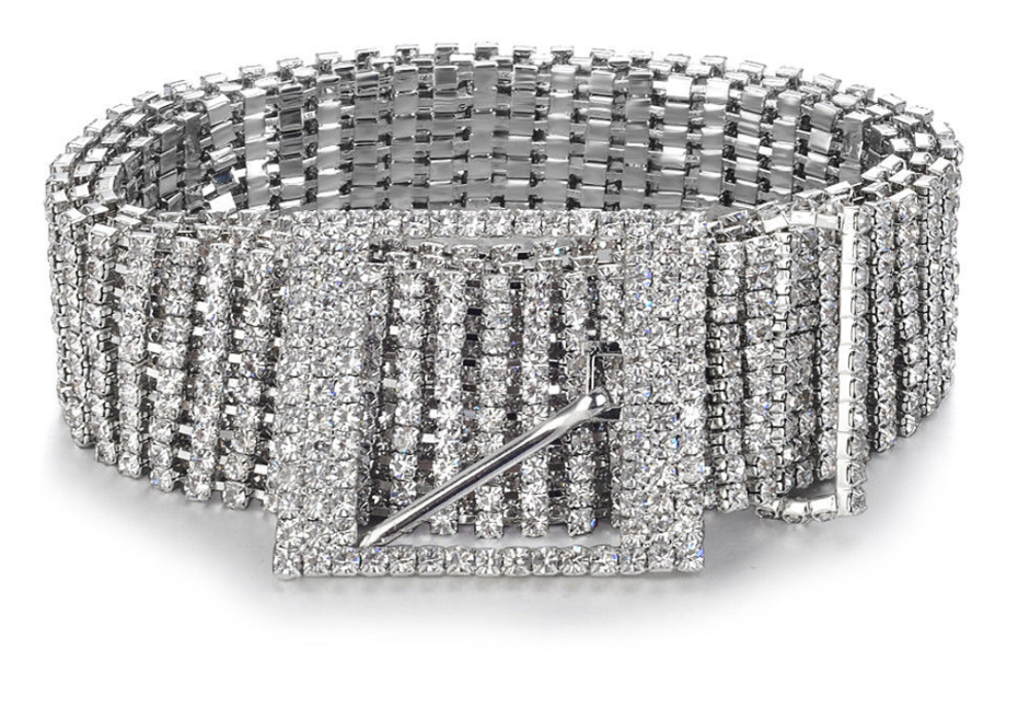 Миниатюра: Women 10 Rows Full Rhinestone Shiny Waistband Casual Party Dress Belt Chain