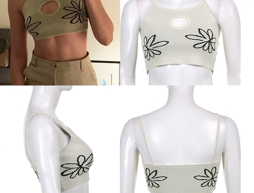 الصورة المصغرة: Vintage Floral Print Y2K Knitted Pants Women Aesthetic 2000s Straight Trousers