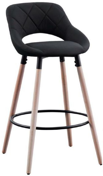 Taburete Alto Fijo "HAS" Tapizado Tela Negro