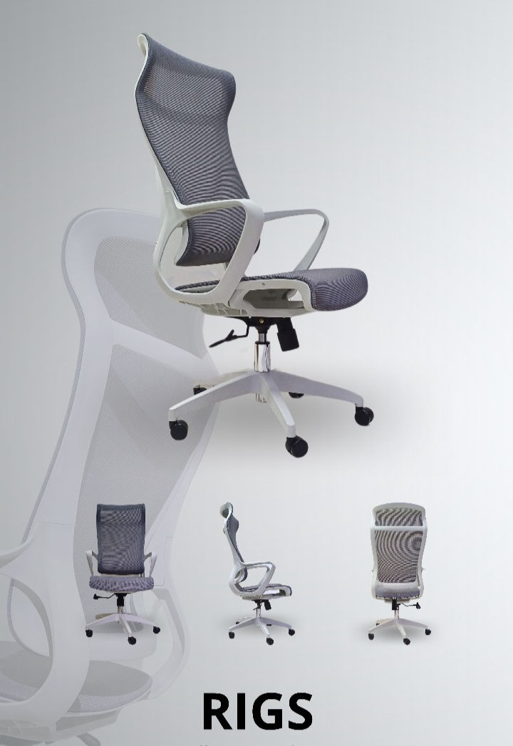 Miniatura: Silla Ejecutiva Ergonómica "RIGS" Gris 100% Transpirable