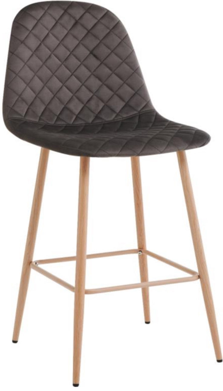 Taburete Alto Fijo "BELIA" Tapizado Velvet Café Oscuro