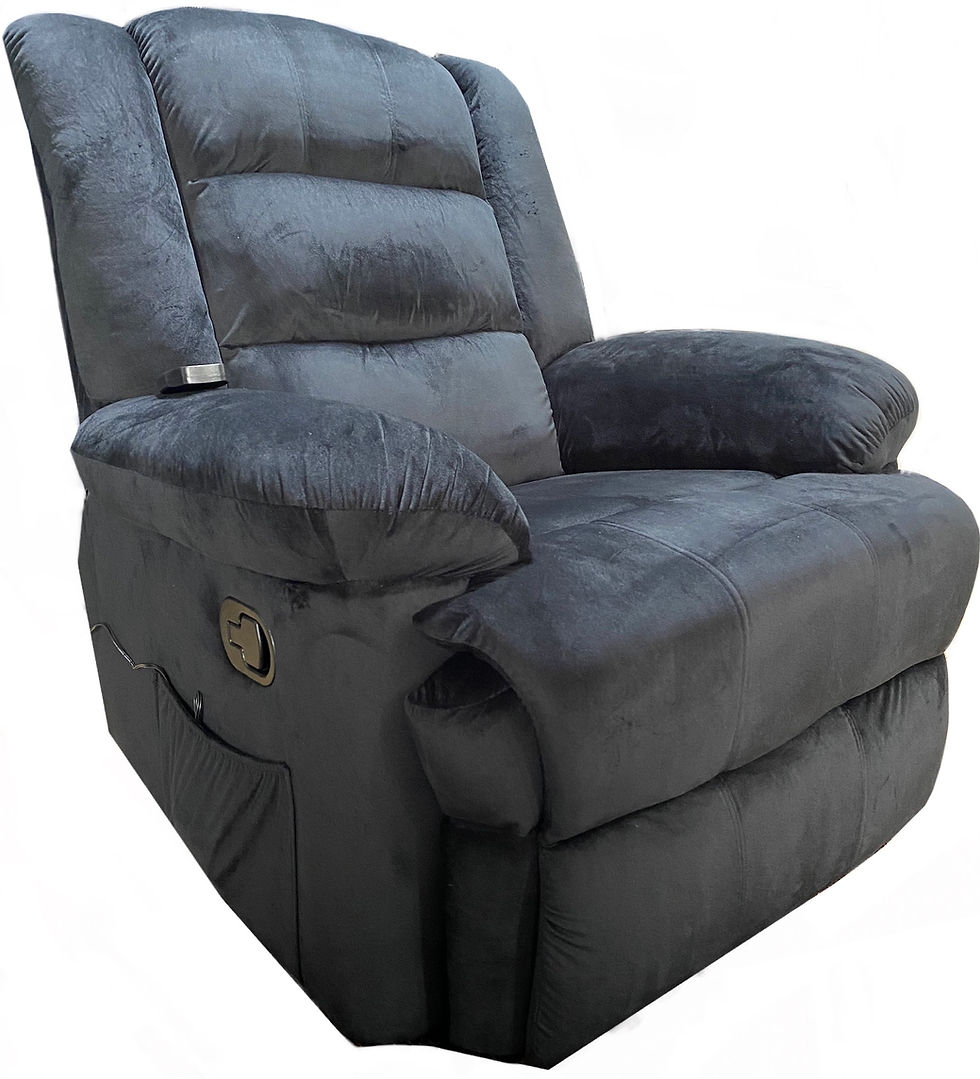Sofá Reclinable Masajeador + Calefacción "MADISON" Velvet Negro