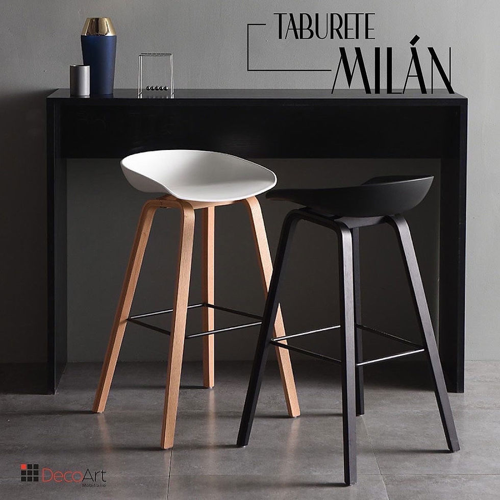 Miniatura: Taburete Alto Fijo "MILAN" 75cm Negro - Patas Metálicas