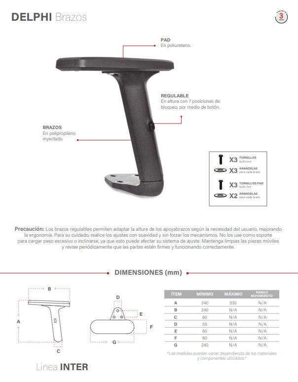 Miniatura: Brazo Regulable Silla Giratoria Ergonómica (par)