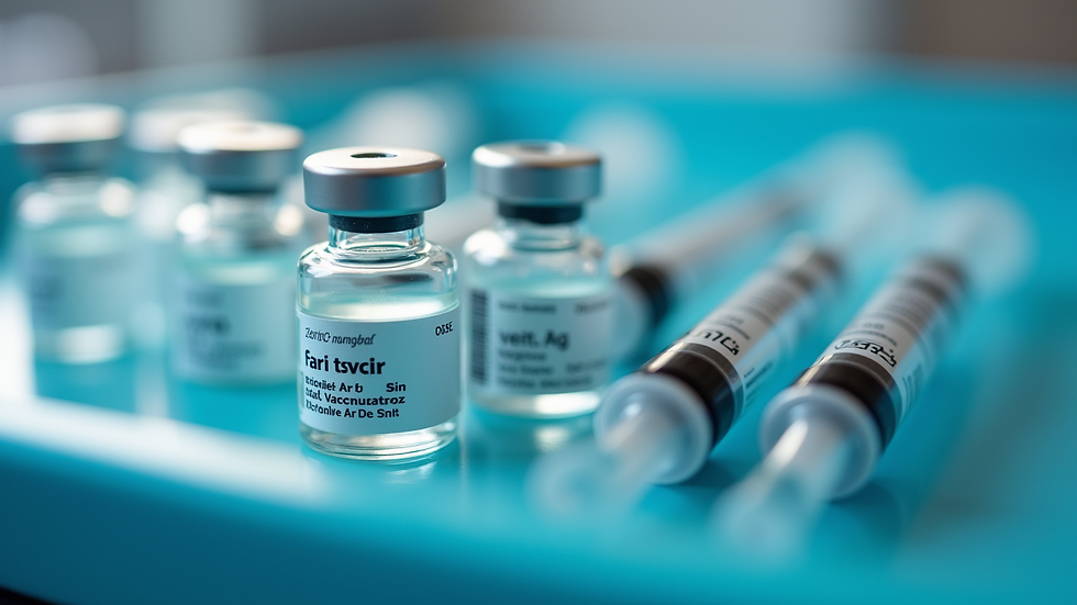 Close-up view of vaccine vials and syringes on a medical tray