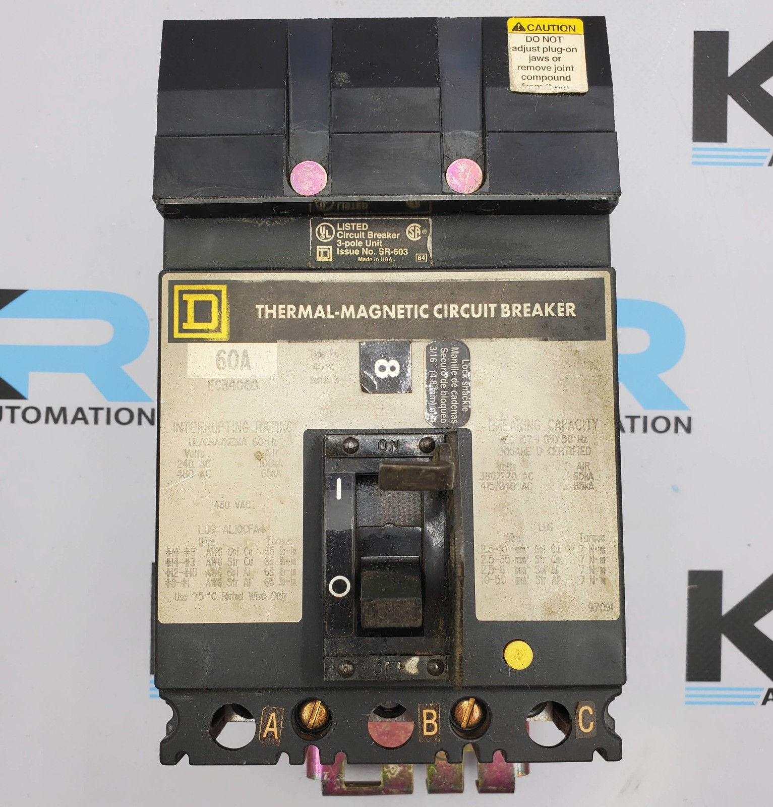 Square D FC34060 I-Line Thermal Magnetic Circuit Breaker 3P 60A 480V