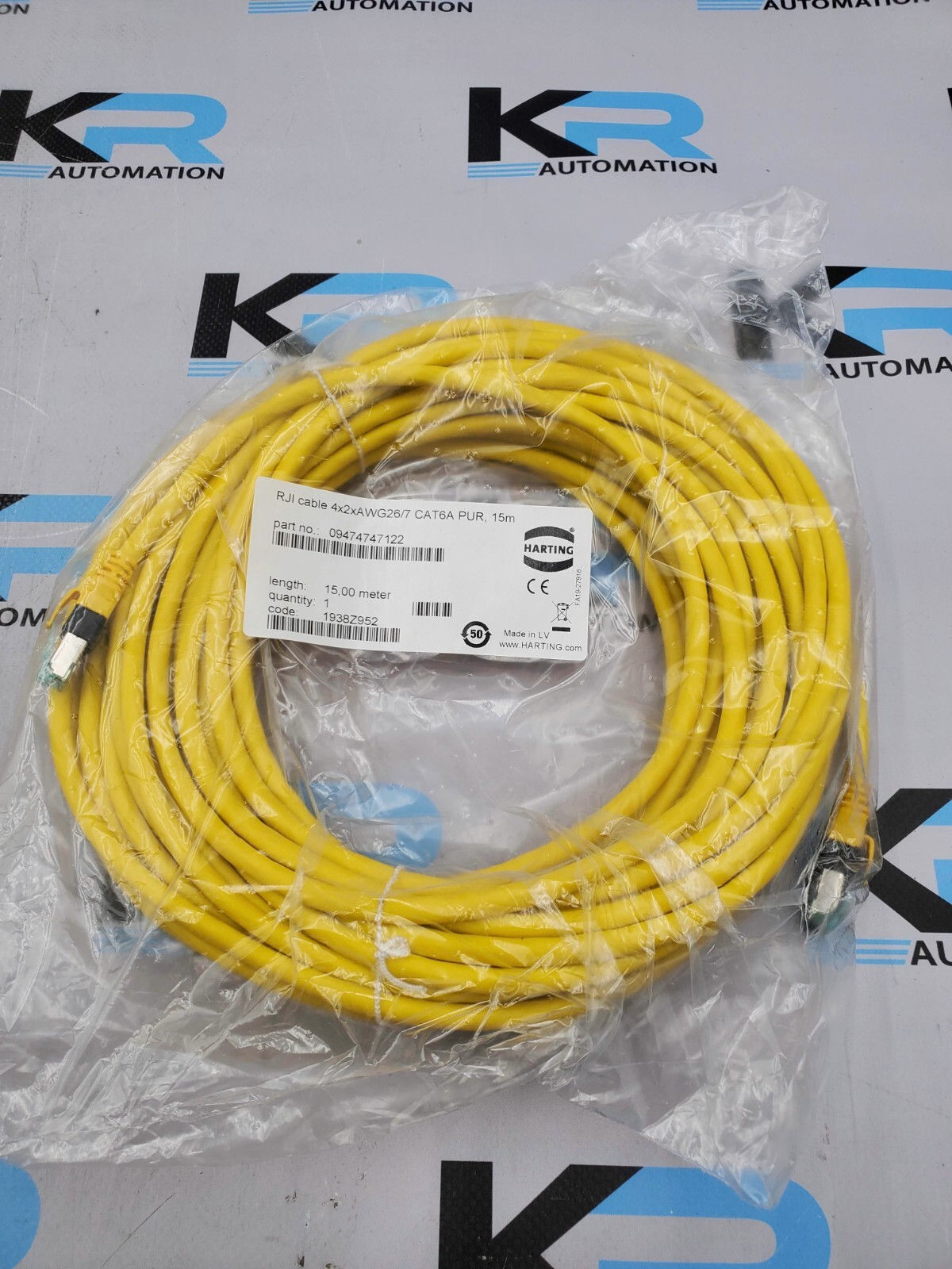 Harting 09474747122 RJI cable 4x2xAWG26/7 CAT6A PUR 15m
