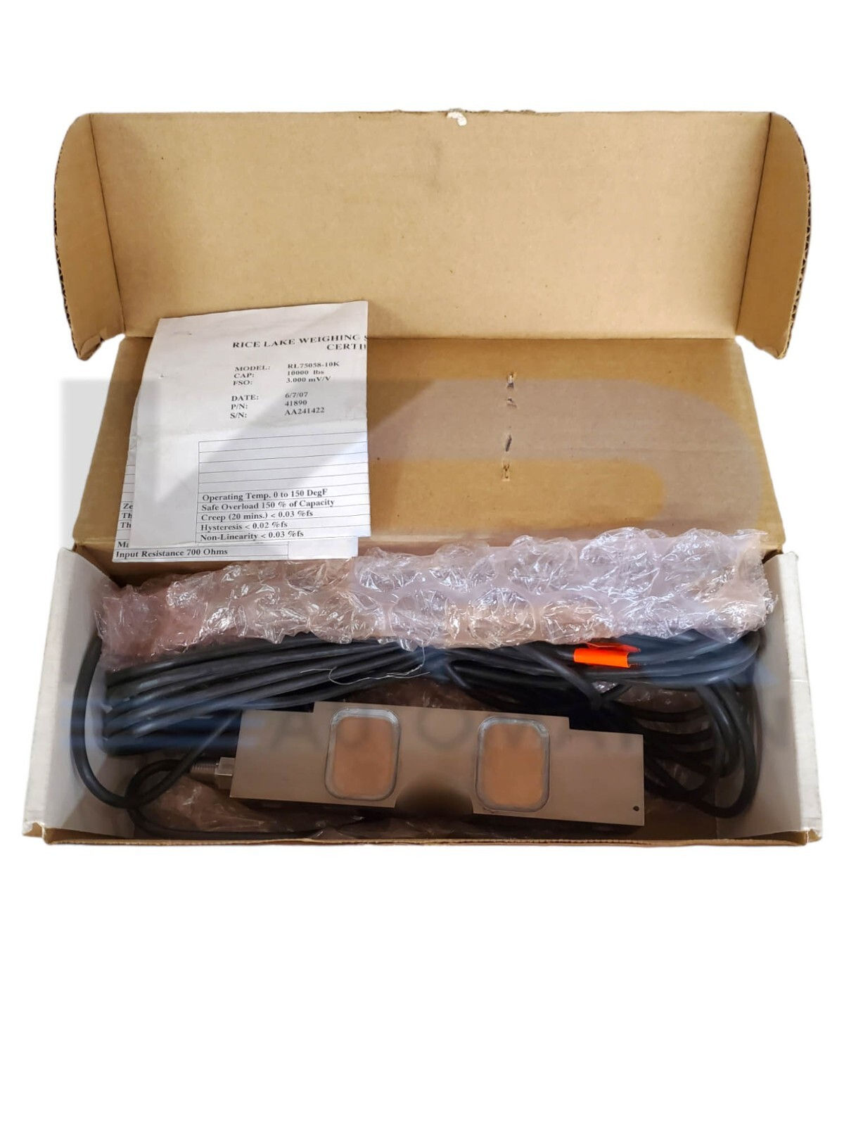 NEW Rice Lake Weighing Systems RL75058-10K Load Cell 3.000-3.002 mV/V 10K LBS
