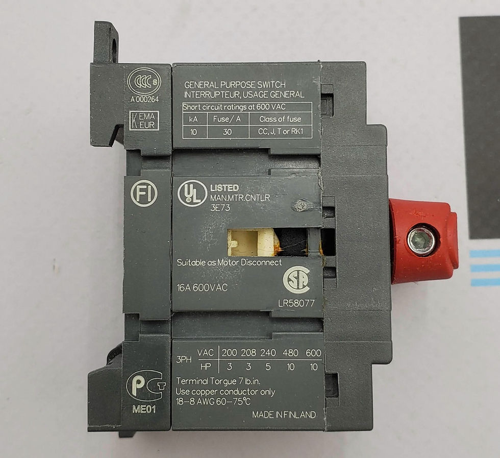 Thumbnail: ABB 1SCA022283R8470 0T16E3 Disconnect Switch 3Ph 600V 3HP