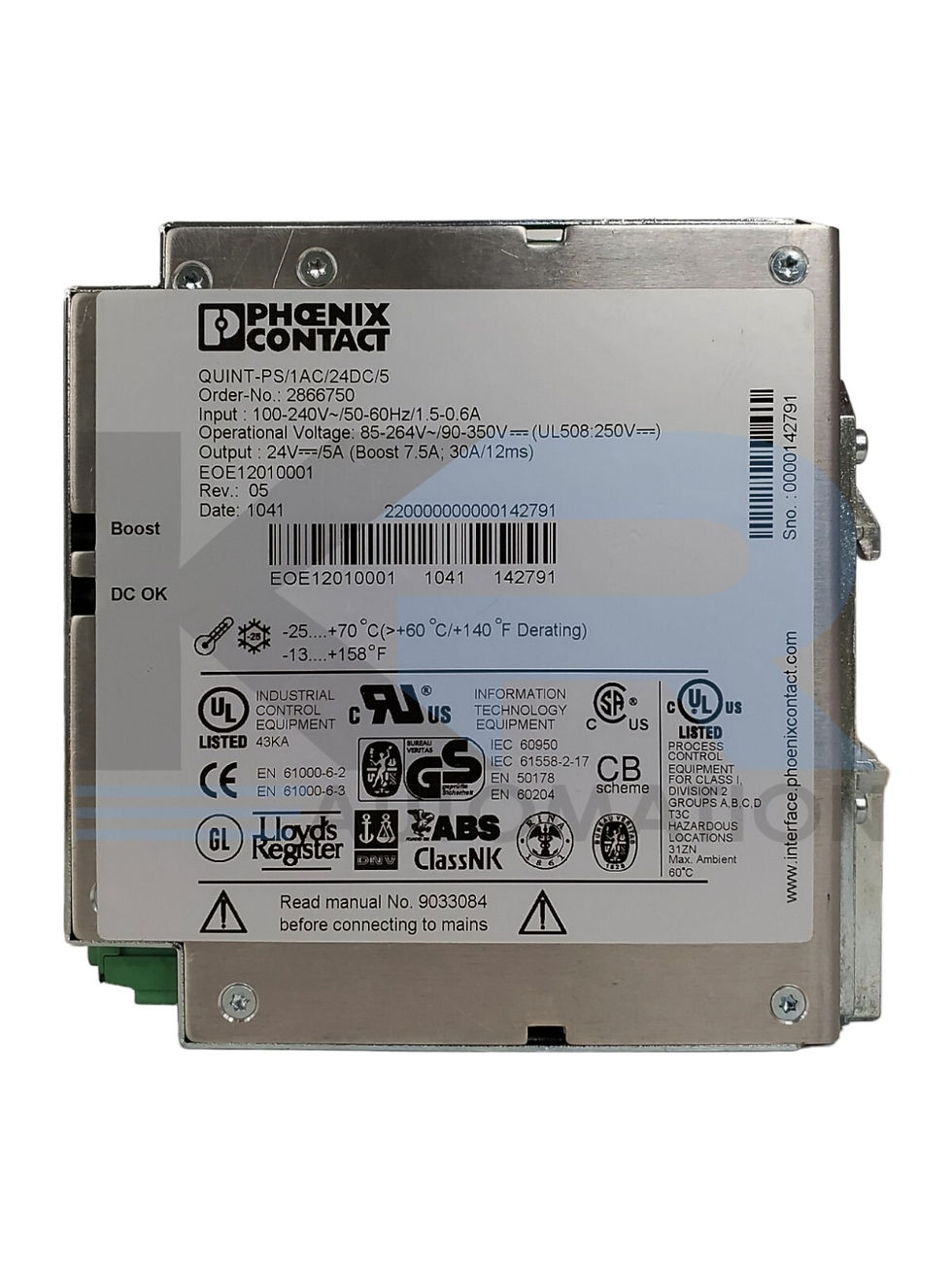 Thumbnail: Phoenix Contact QUINT-PS/1AC/24DC/5 Power Supply 120 W 1Phase Rev:05