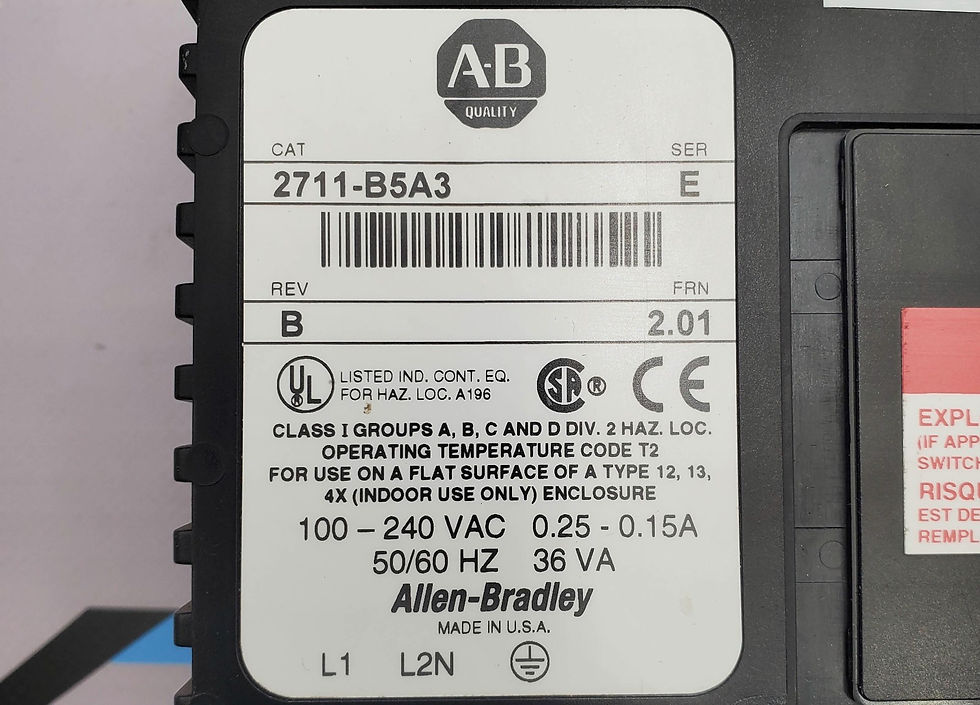 Thumbnail: Allen Bradley 2711-B5A3 PanelView 550 Operator Interface Panel 240V 0.25A