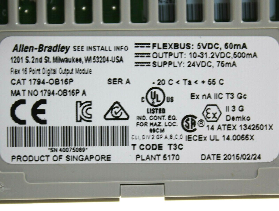 Thumbnail: Allen Bradley 1794-OB16P /A Flex I/O 24VDC Source Output Module w/1794-TB3S /A