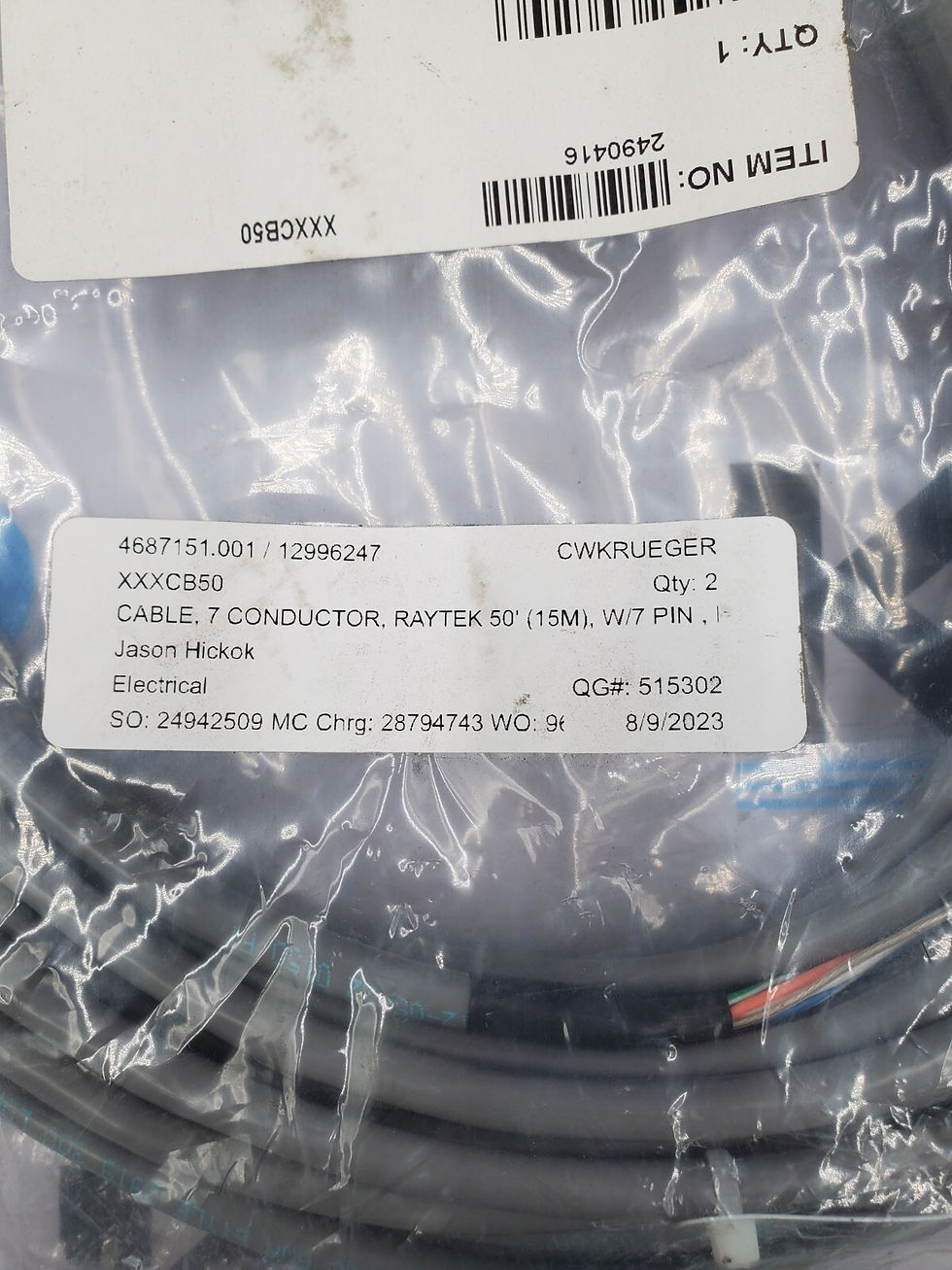 Thumbnail: NEW SEALED Raytek XXXCB50 Conductor Cable W/ 7 Pin Connector 15M