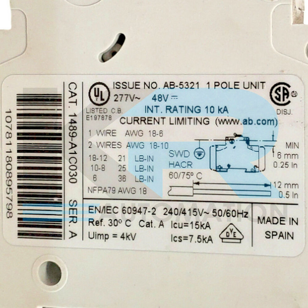 Thumbnail: *LOT OF 5*  Allen Bradley 1489-A1C030 /A Circuit Breaker 3A 277VAC 48VDC 1 Pole
