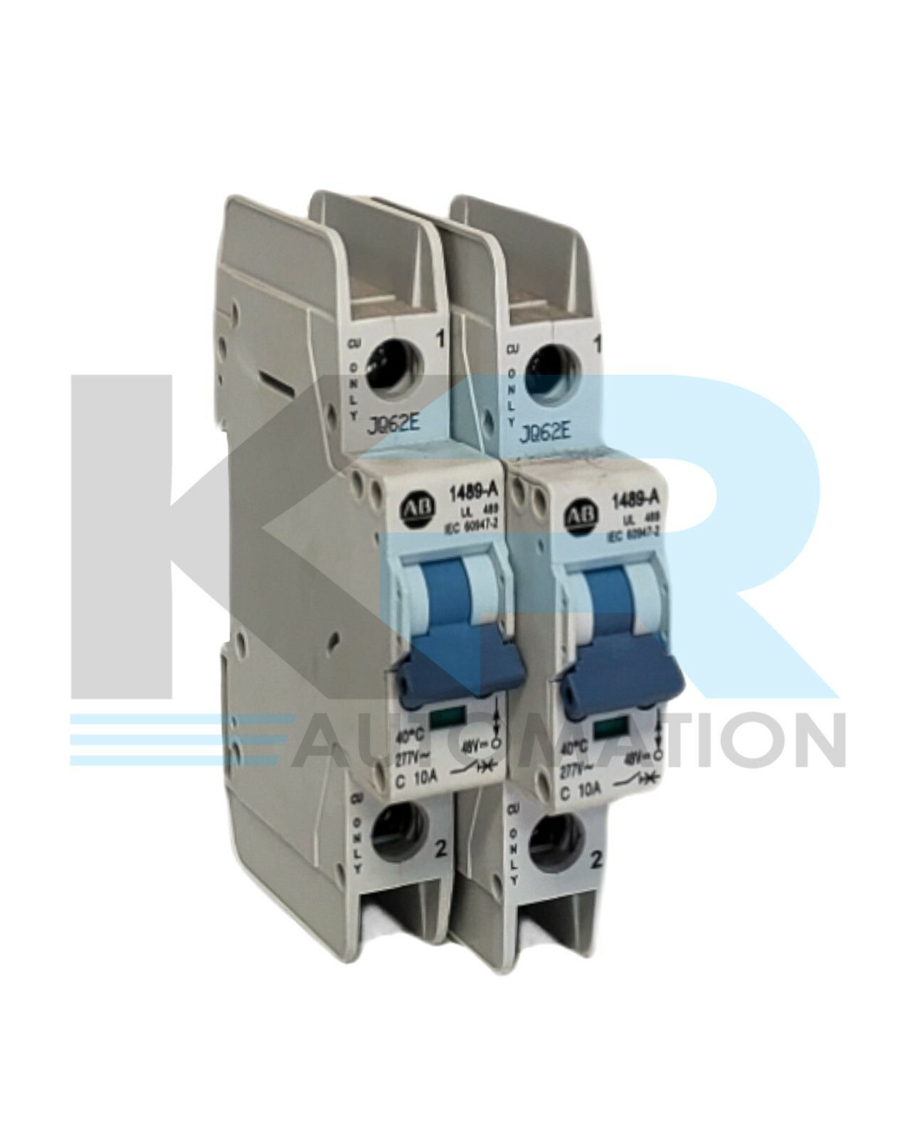 *LOT OF 2* Allen Bradley 1489-A1C100 /A Circuit Breaker 1 Pole 10A 277VAC 48VDC