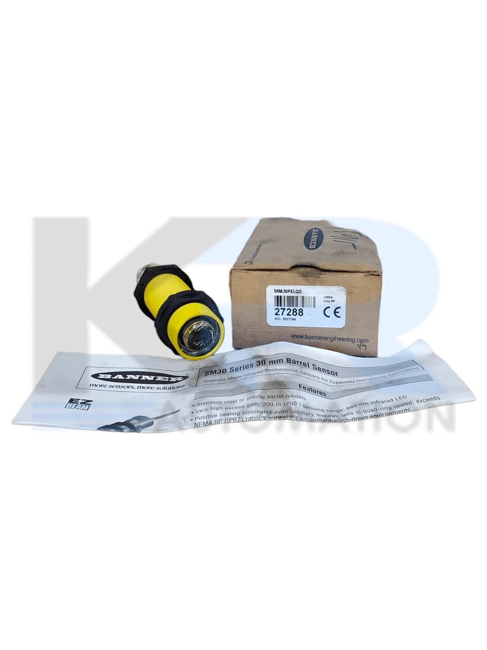 Thumbnail: NEW Banner SMA30PELQD SM30 150M Range Opposed Mode Barrel Emitter Sensor AC/DC