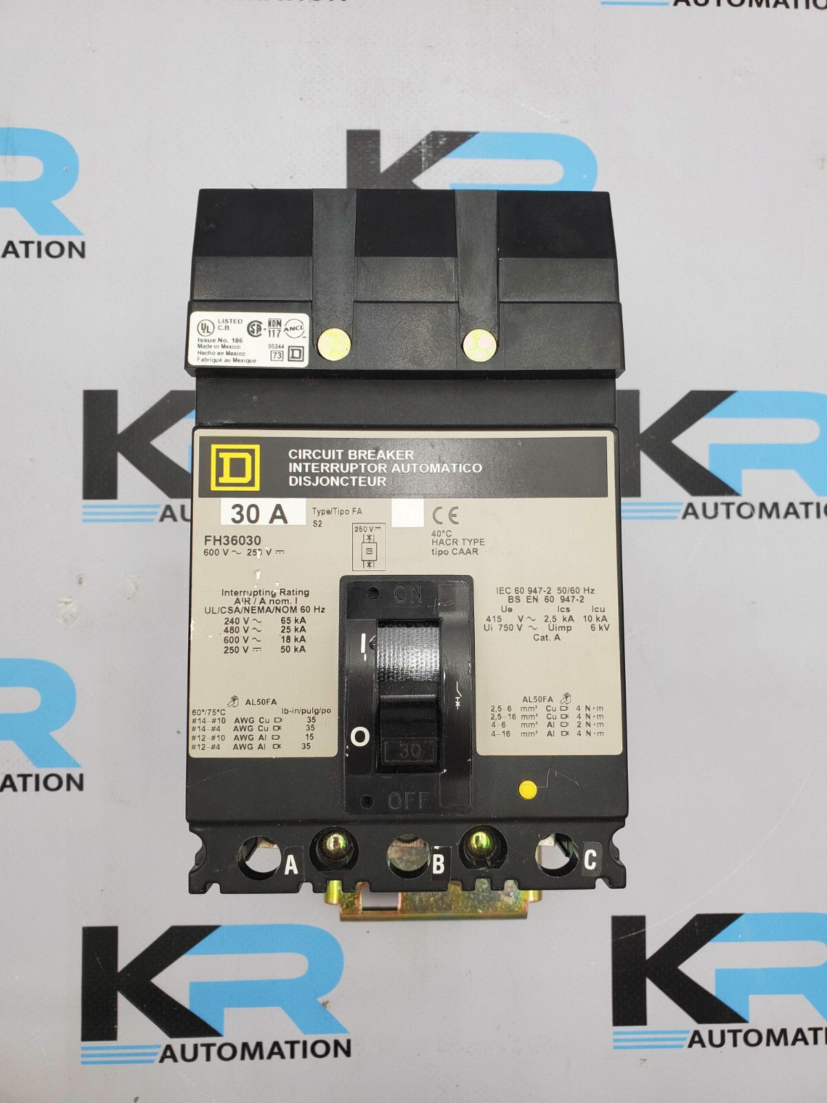 Square D FH36030 I-Line Circuit Breaker Type FA 3P 30A 600V