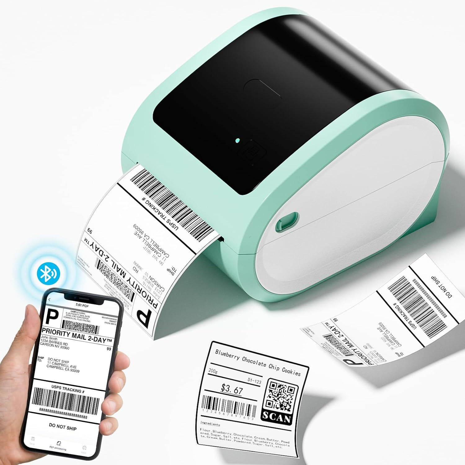 Bluetooth Thermal Label Printer D520 BT Shipping Thermal Printer Desktop 